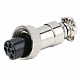 M12 гнездо GX12 (MIC326 mini, GX12M-6A) 6-pin на кабель 125V/5А