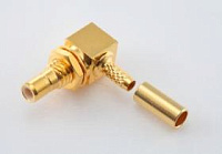 SMB-L131L, штекер SMB, приборно-кабельный, крепление гайкой, обжимной, угловой, RG-174/RG-316